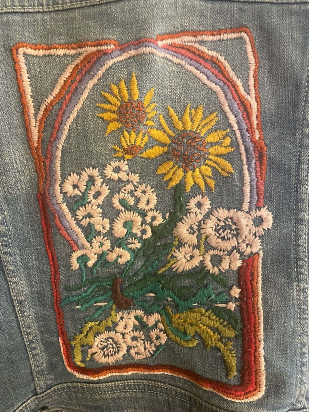 Anthropologie Pilcro & the Letterpress Light Wash Denim Jacket with Flowers - Picture 7 of 7